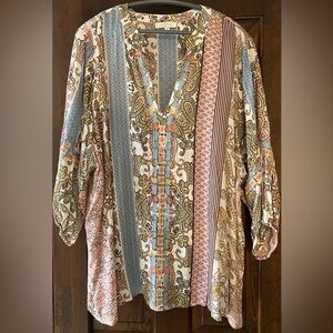 New Directions Multicolor Paisley Blouse 3x